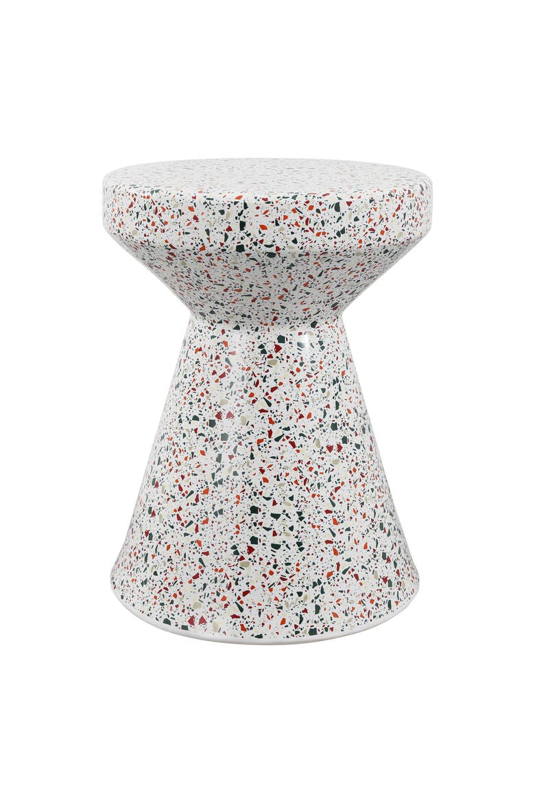 Xenia Modern Terrazzo Ceramic Outdoor Garden Stool, Hourglass Accent Side Table & Plant Stand for Patio or Living Room, Main, color, Multi