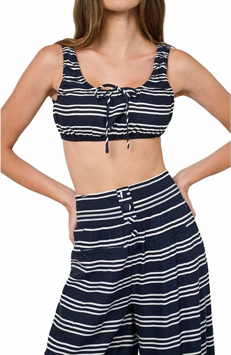 WeWoreWhat Button Front Palazzo Pant, Alternate, color, Dk Navy/Offwh