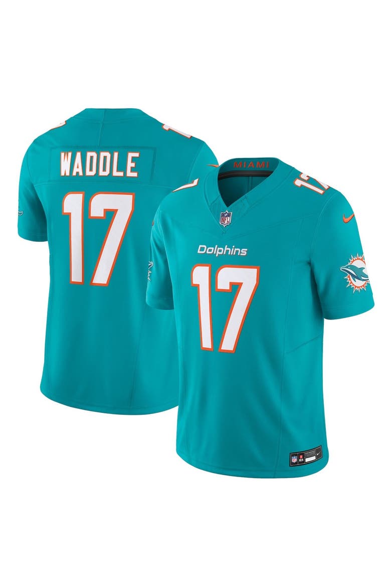 Men's Nike Jaylen Waddle Aqua Miami Dolphins Vapor F.U.S.E. Limited Jersey, Main, color, Aqua