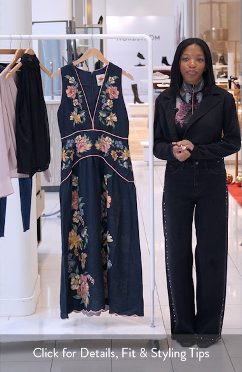 Maria Floral Jacquard Linen Dress, sales video thumbnail