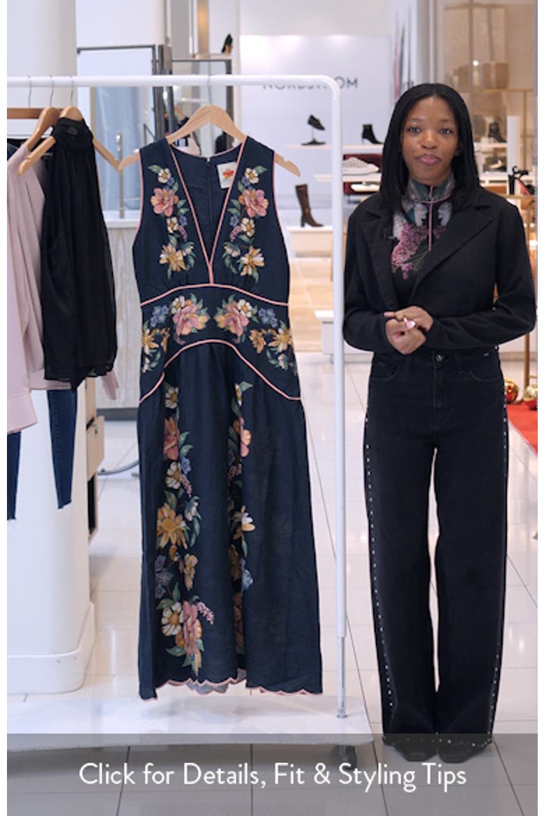 Maria Floral Jacquard Linen Dress video