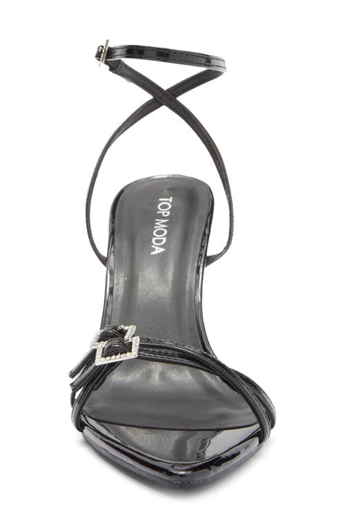 Top Guy Shoes Wynn Buckle Pointed Toe Sandal In Black Patent