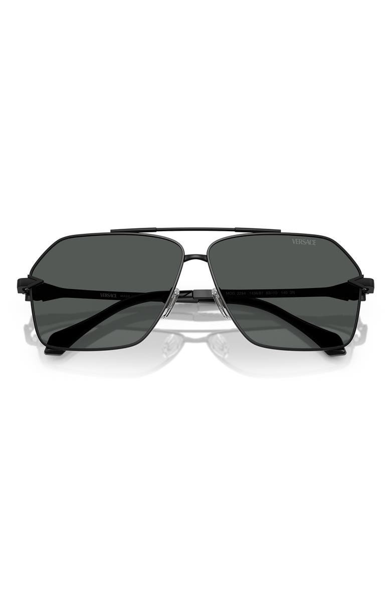 Versace 63mm Pilot Sunglasses, Alternate, color, Matte Black