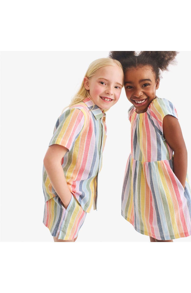 Primary Kids Beach Short In Rainbow Stripe, Alternate, color, Rainbow Sunrise Stripe