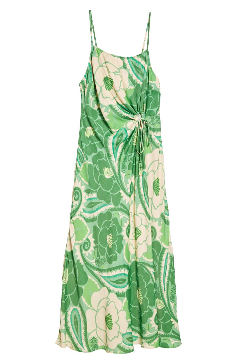 FARM Rio Tropical Groved Cinched Tie Midi Dress, Alternate, color, 