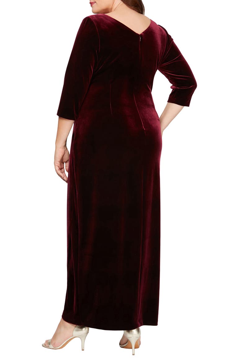 Surplice Neck Velvet Dress, Alternate, color, WINE