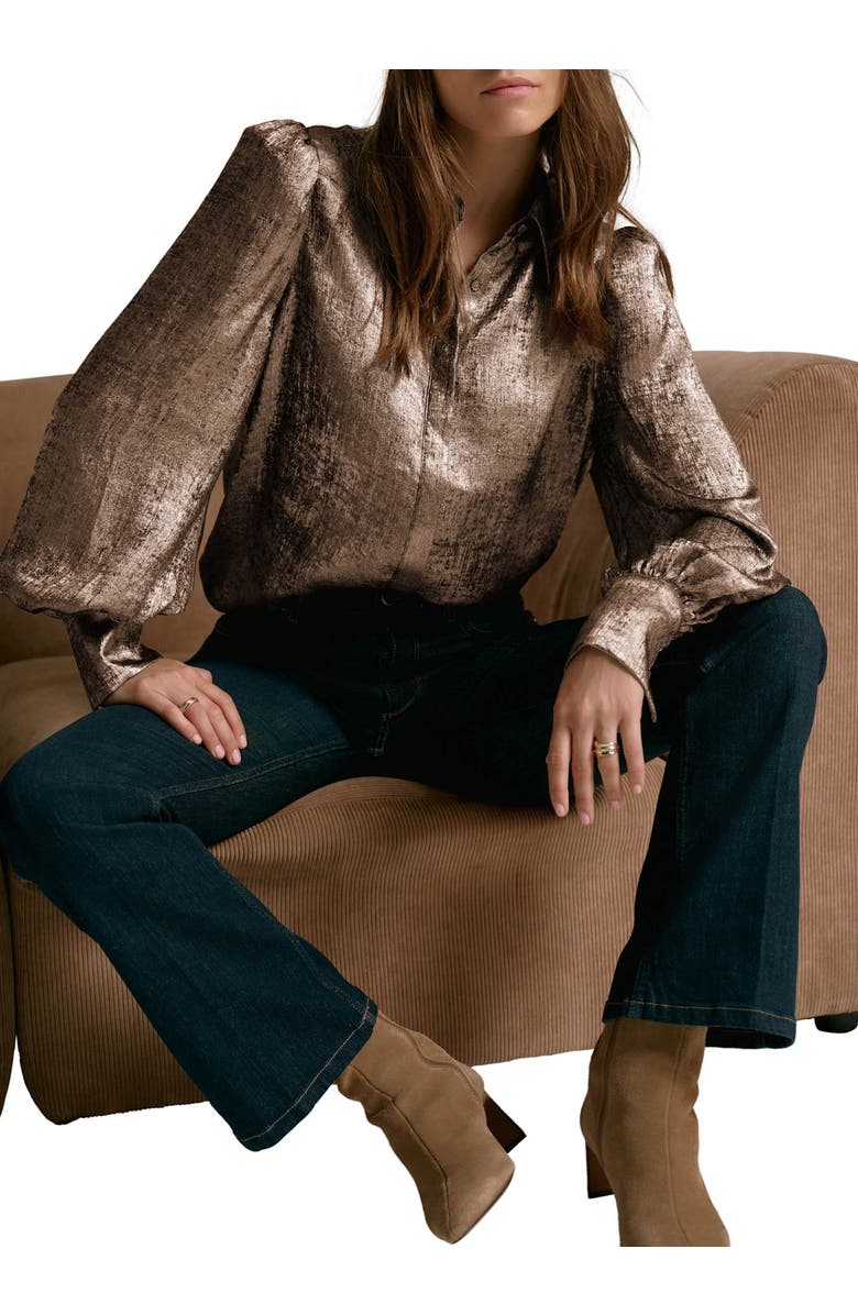 MINT VELVET Metallic Long Sleeve Shirt, Alternate, color, Gold