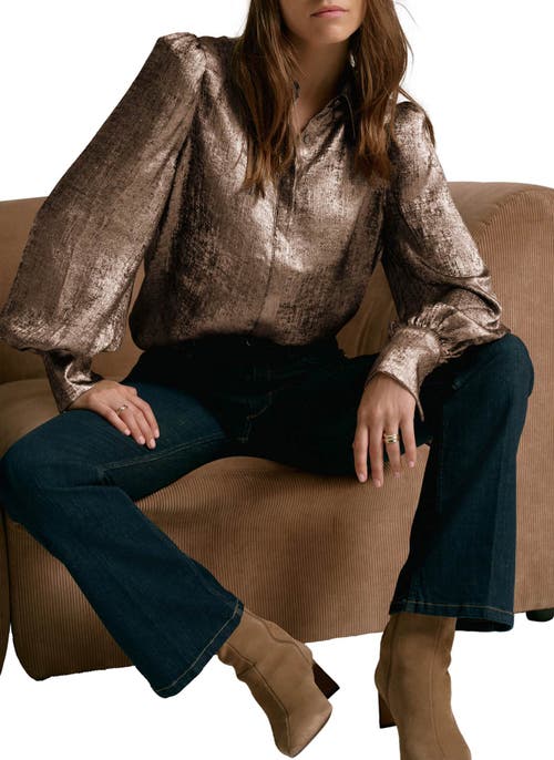 Mint Velvet Metallic Long Sleeve Shirt In Brown