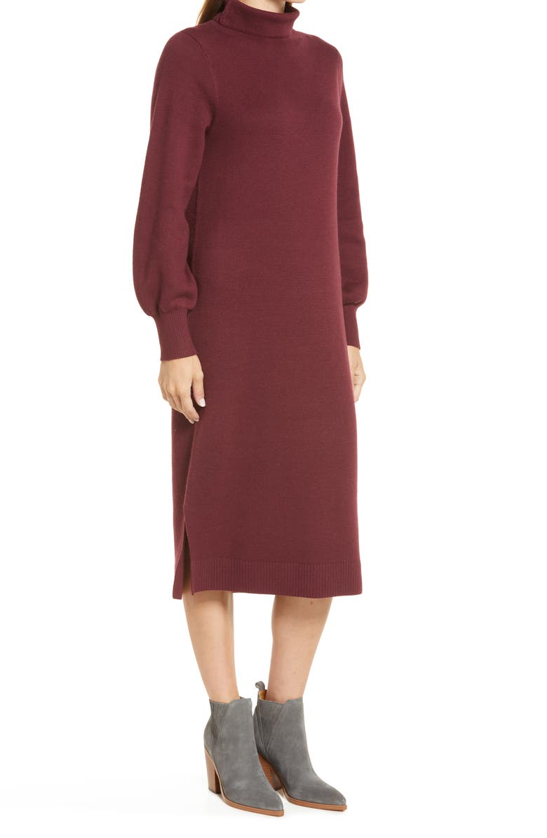 Caslon<sup>®</sup> Double Knit Long Sleeve Turtleneck Sweater Dress, Alternate, color, 