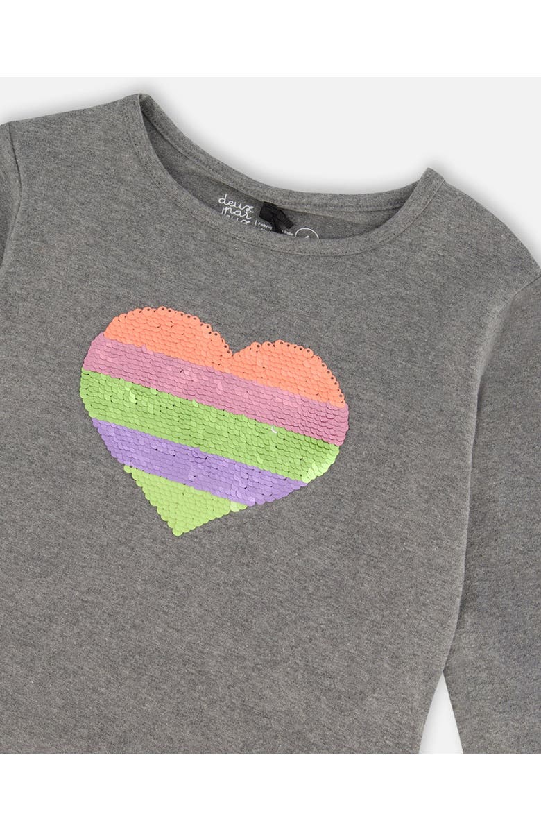 Deux par Deux Little Girl's Long Sleeve T-Shirt Dark Grey, Alternate, color,