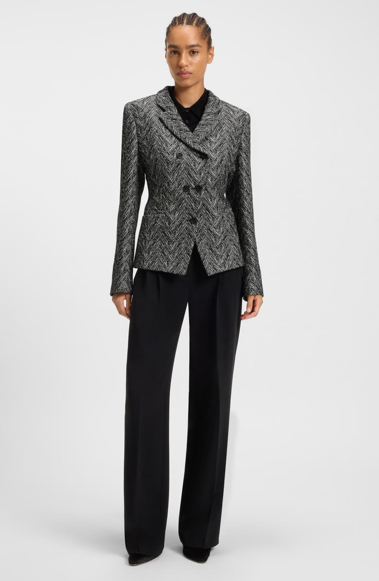 BOSS Jiarna Double Breasted Blazer, Alternate, color, Monochrome Herringbone