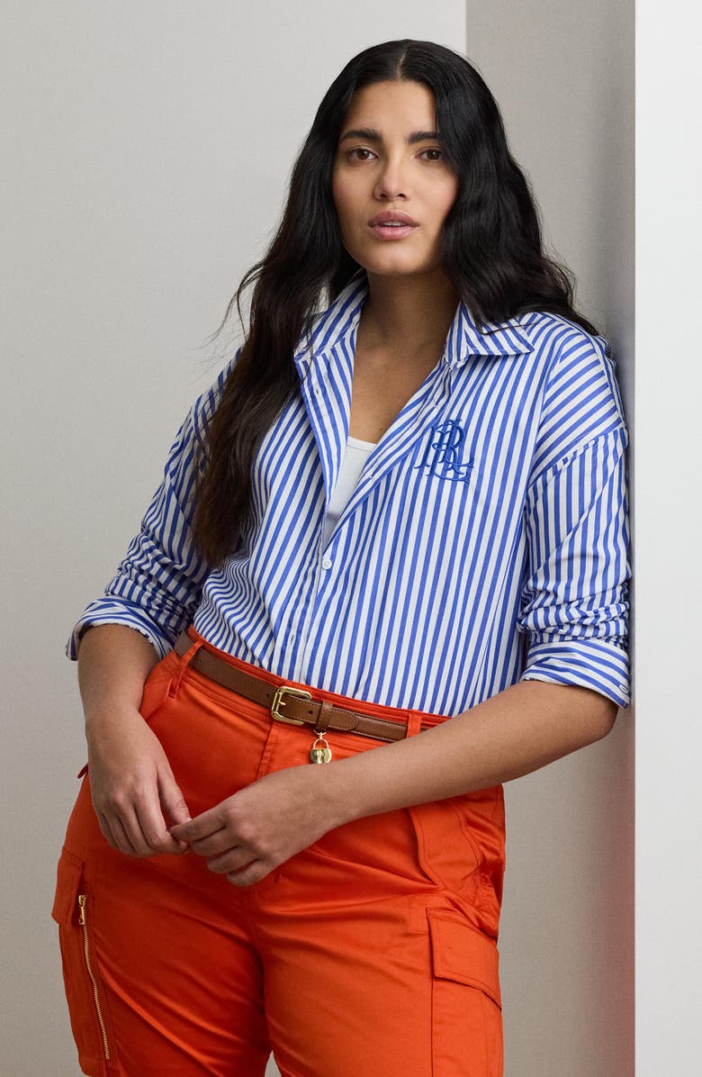 Lauren Ralph Lauren Stripe Cotton Button-Up Shirt, Alternate, color, 