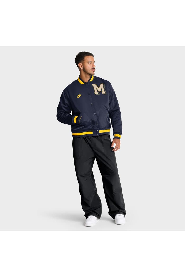 Men's Nike Navy Michigan Wolverines Legacy Full-Snap Bomber Jacket, Alternate, color, Navy