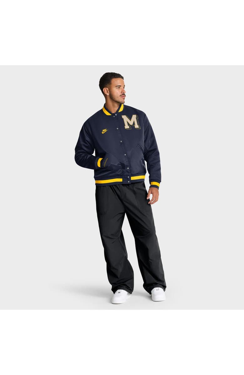 Nike Men's Nike Navy Michigan Wolverines Legacy Full-Snap Bomber Jacket, Alternate, color, Navy