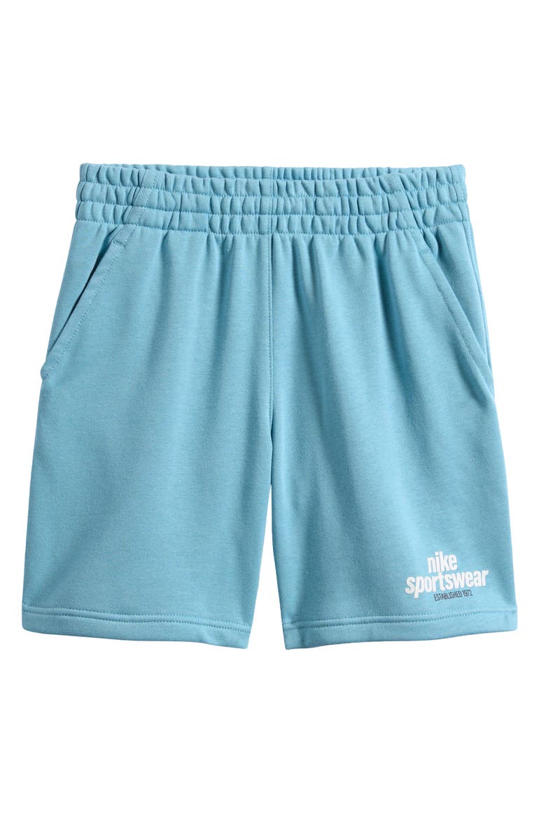 Kids' Sportswear Club Big Kids' French-Terry Shorts, Main, color, DENIM TURQUOISE/ PHOTON DUST