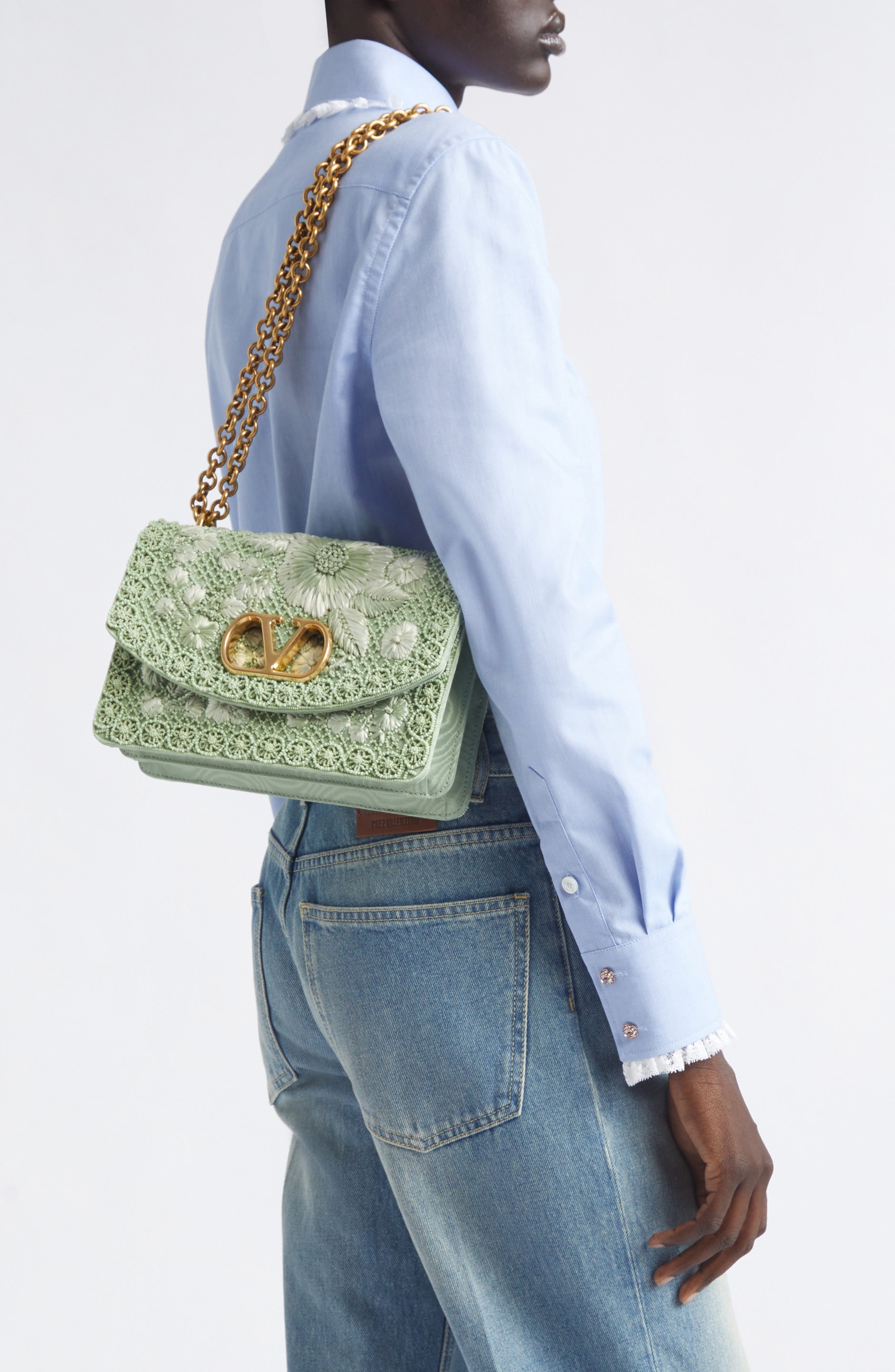 DeVain Embroidered Shoulder Bag, Alternate, color, GREEN