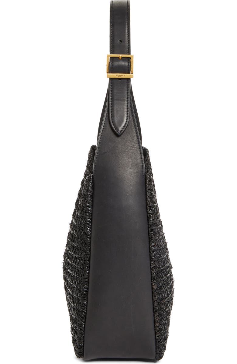 Saint Laurent Small Le 5 À 7 Woven Raffia Hobo Bag, Alternate, color,