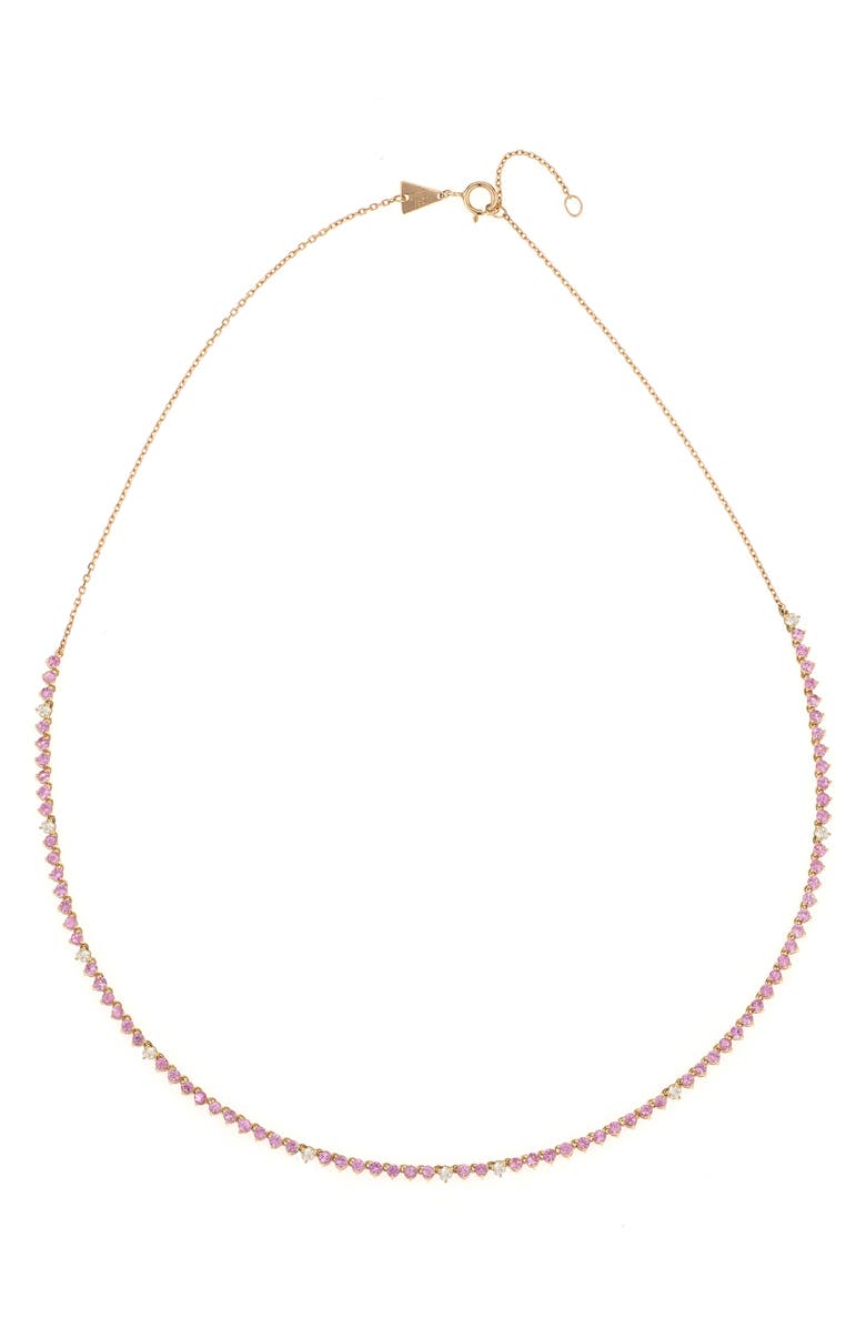 Adina Reyter Half Riviera Diamond & Pink Sapphire Necklace, Alternate, color, 
