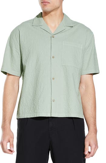 Civil Society Crepe Boxy Crop Resort Shirt In Green