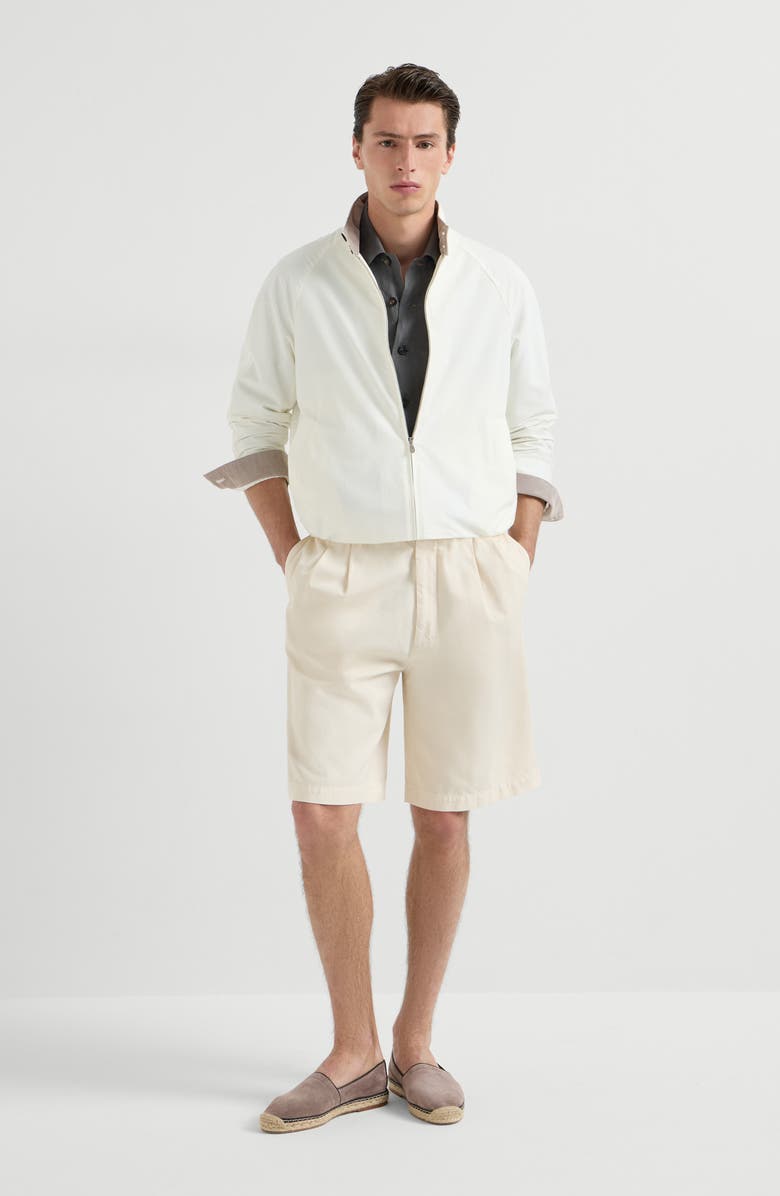 Brunello Cucinelli Bermuda shorts with pleats, Alternate, color, Off-White