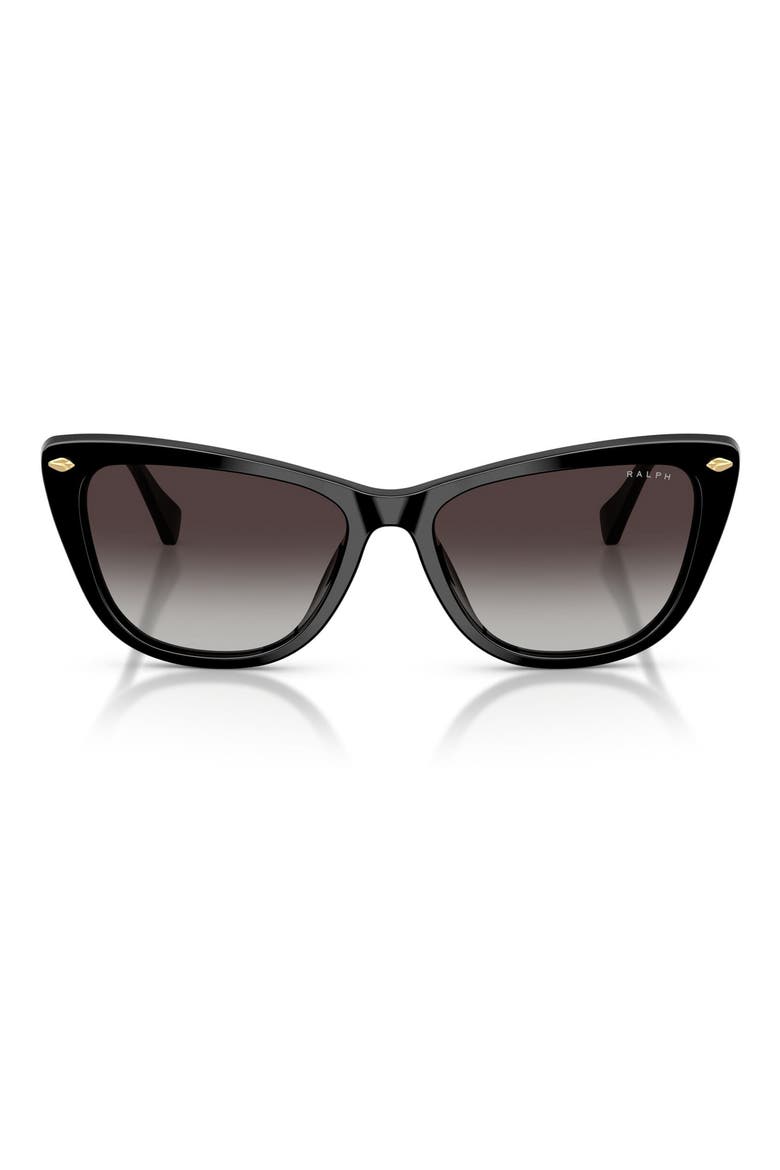 57mm Cat Eye Sunglasses, Main, color, SHINY BLACK / GREY GRADIENT