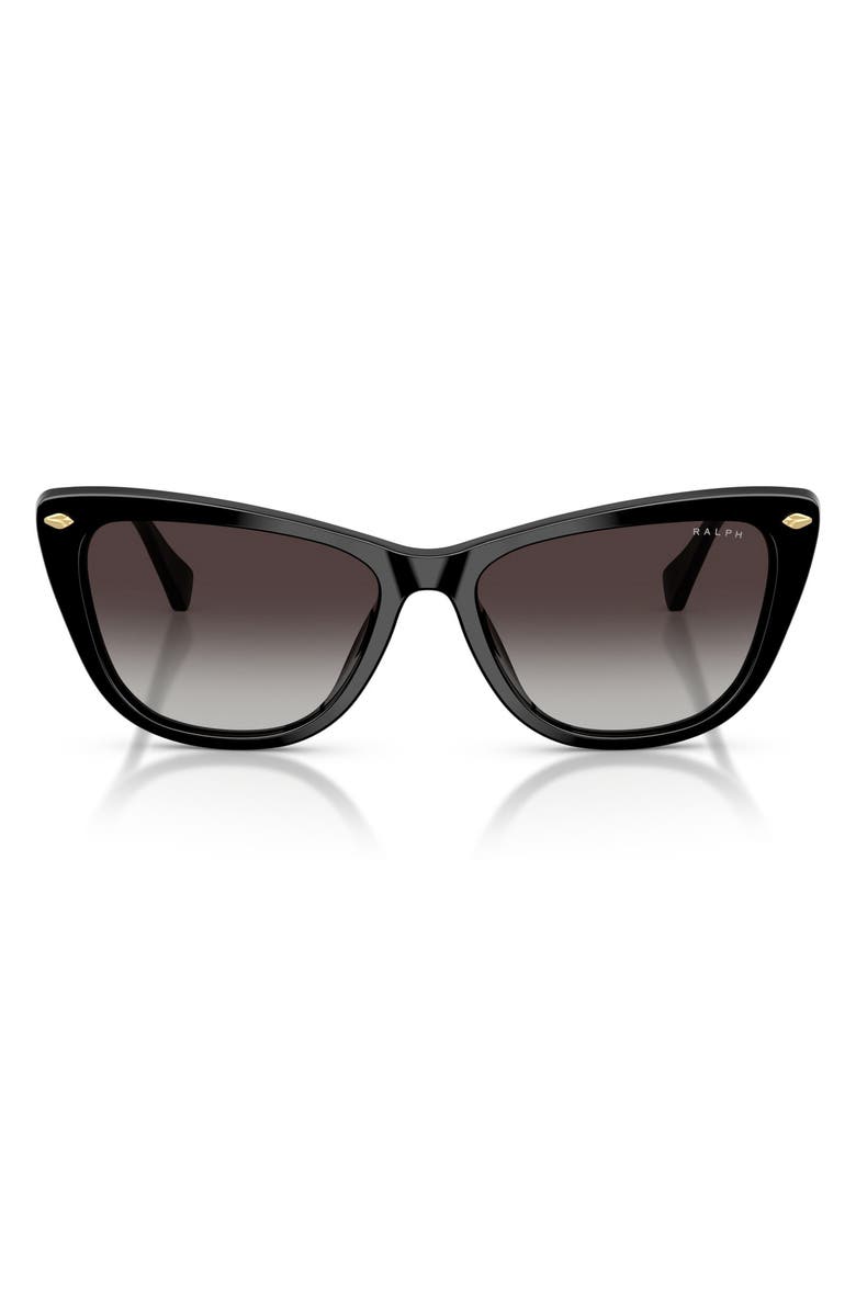 Ralph Lauren 57mm Cat Eye Sunglasses, Main, color, Shiny Black / Grey Gradient