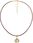 BY ADINA EDEN Colored CZ Oval Bezel Pendant & Rope Chain Choker Necklace