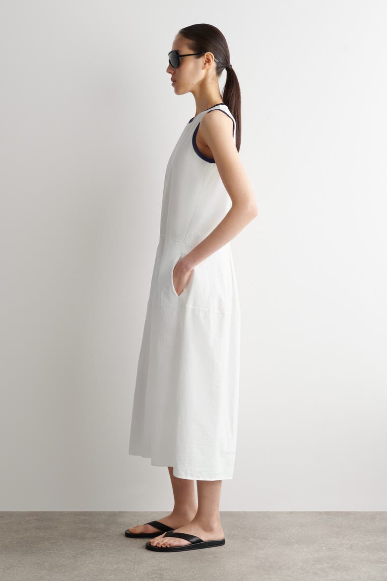 Paneled Sleeveless Midi Dress, Alternate, color, WHITE / NAVY
