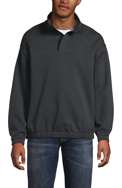 Lands' End Long Sleeve French Terry Vintage Wash Quarter Zip In Gray