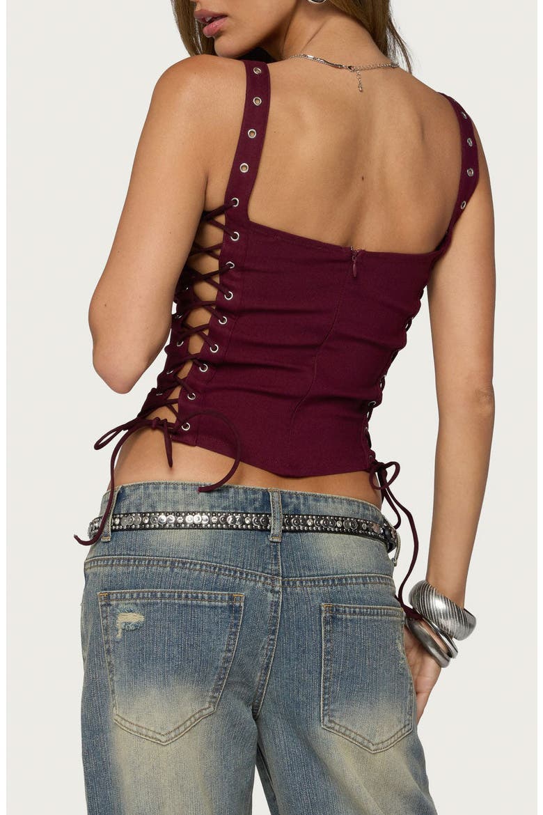 Adi Grommet Lace Up Corset Tank, Alternate, color, MAROON