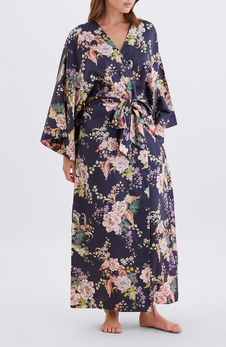 Papinelle Betsy Sateen Maxi Robe, Alternate, color, Navy