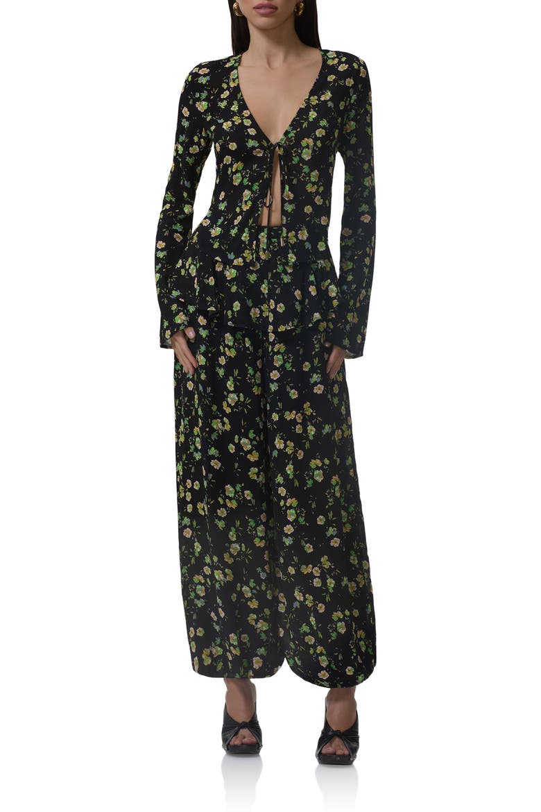 Graciela Floral Ankle Wide Leg Pants, Alternate, color, CITRUS DAISY
