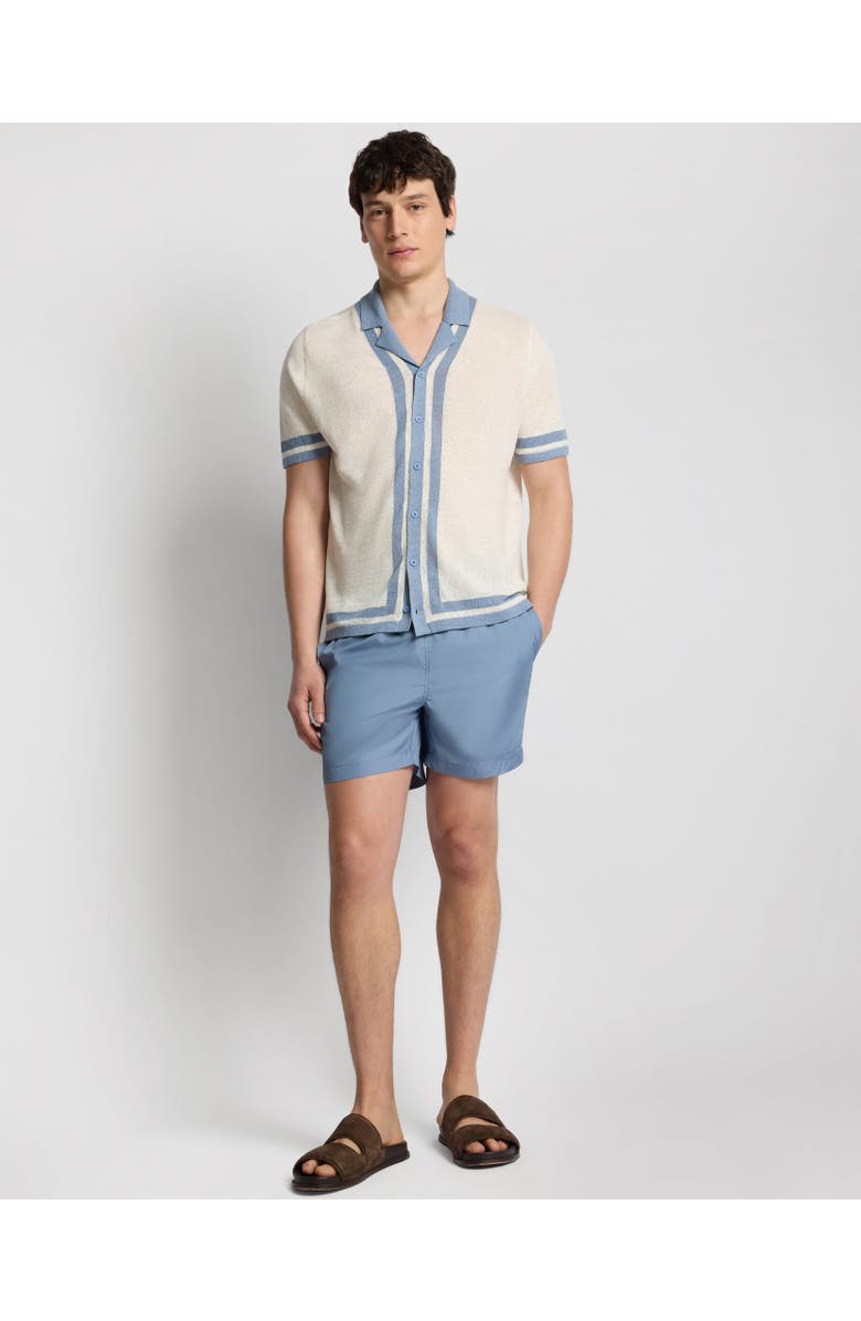 Onia Linen Knit Camp Short Sleeve Shirt, Alternate, color, Egret/Marine