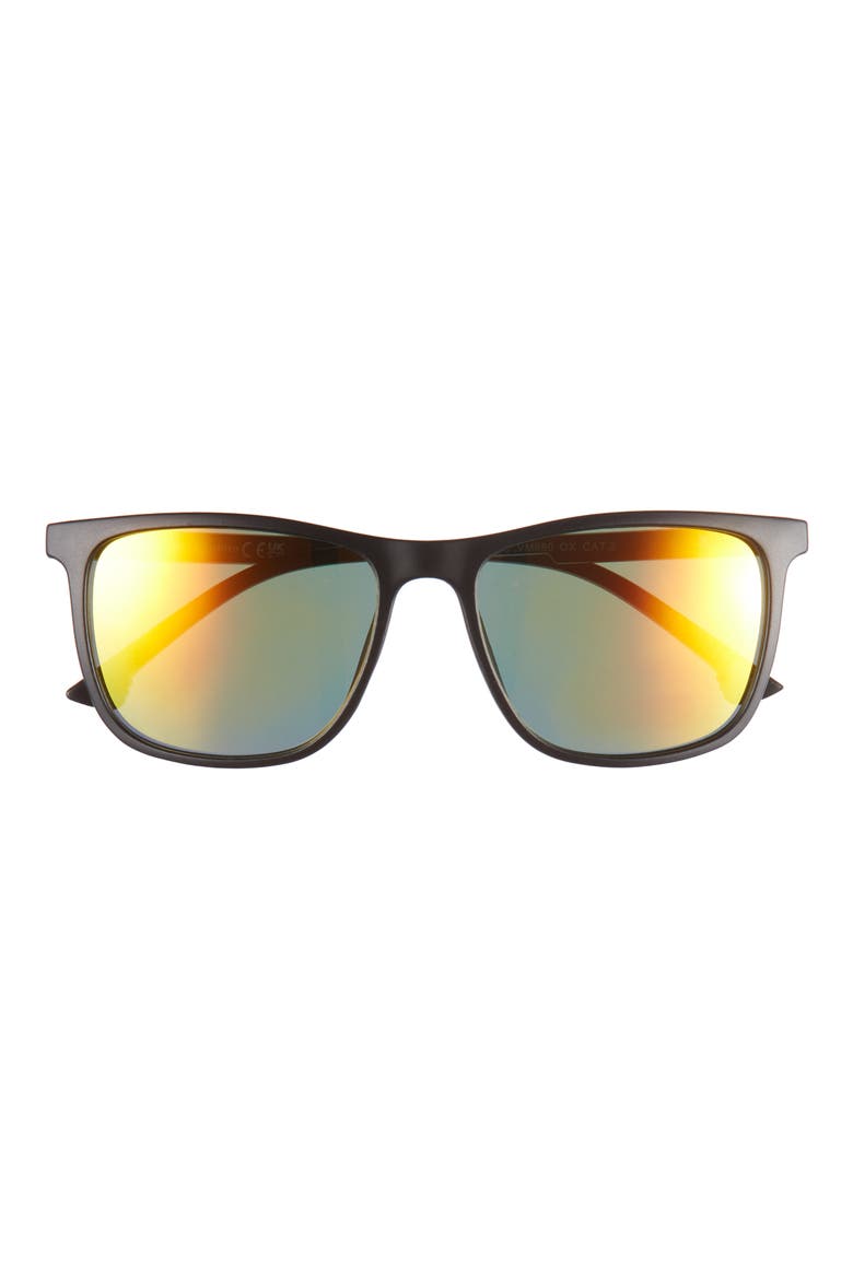 Mirror Square Sunglasses, Main, color, MATTE BLACK