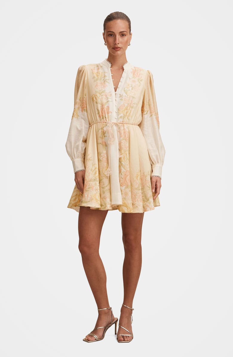 Ever New Shyla Floral Long Sleeve Minidress, Alternate, color, Peach Mercia Floral