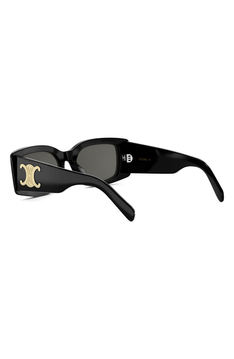 CELINE Triomphe 53mm Rectangular Sunglasses, Alternate, color, Shiny Black / Smoke/ Gold