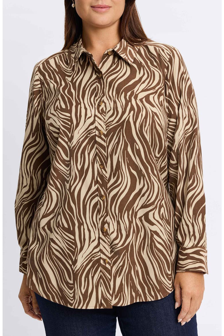 Haven Zebra Cotton Corduroy Button-Up Shirt, Main, color, BROWN