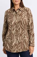Foxcroft Haven Zebra Cotton Corduroy Button-Up Shirt