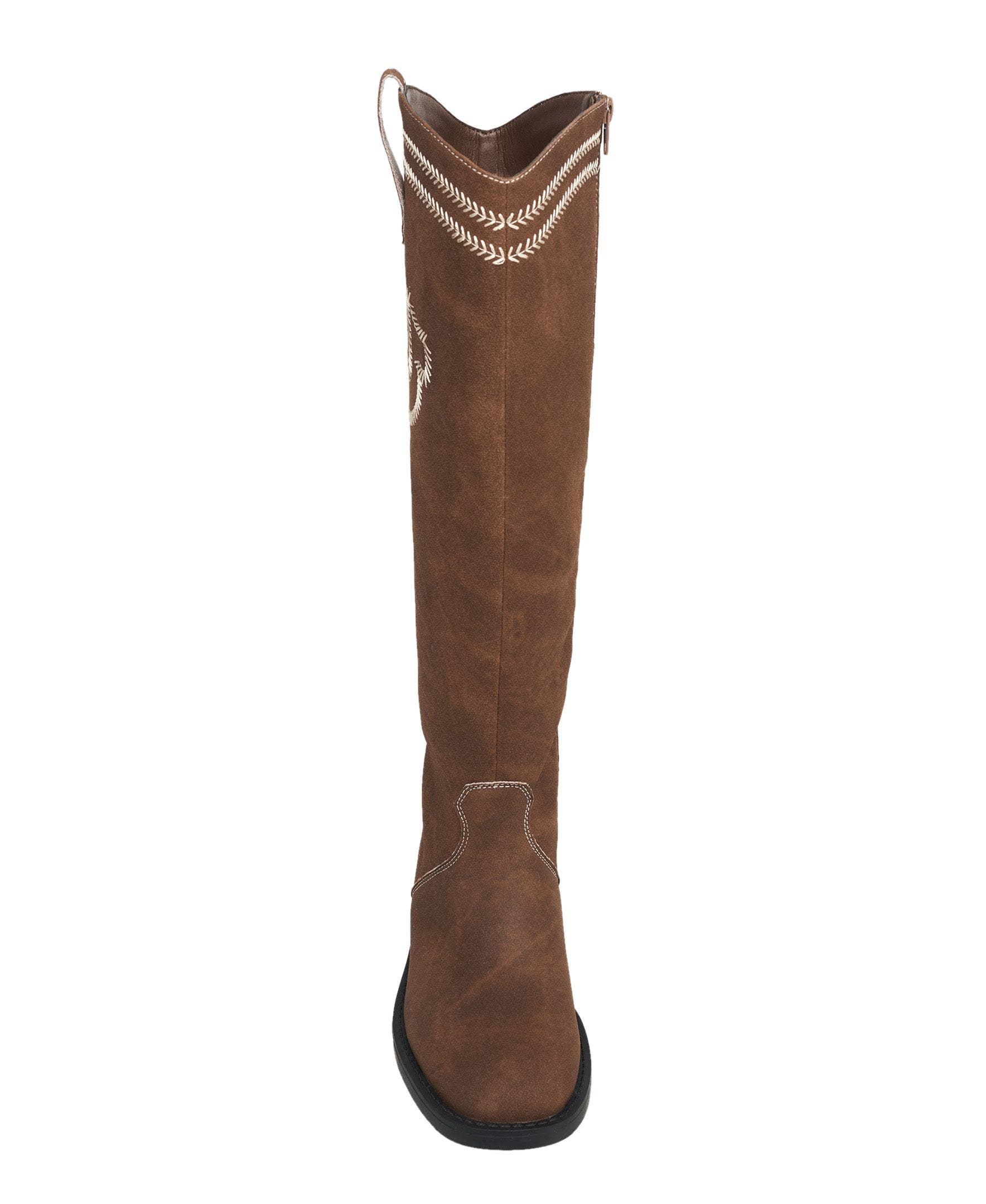 Sza Logo Knee High Cowboy Boot, Alternate, color, Brown