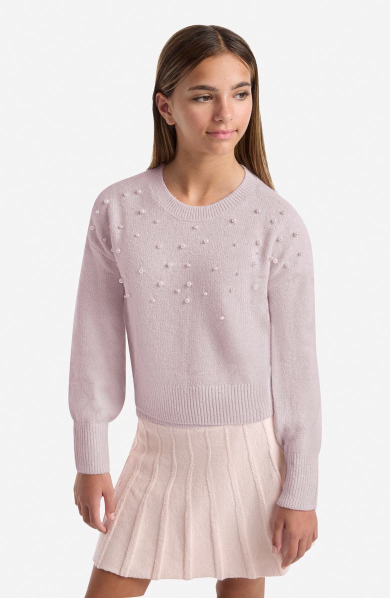 abercrombie kids Kids' Sparkle Crewneck Sweater, Alternate, color, Mauve