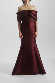 Amsale Off-the-Shoulder Bow Gown