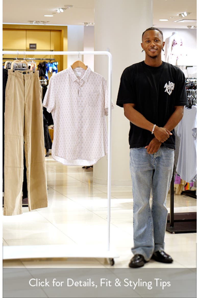 Holden Leaf Print Short Sleeve Stretch Button-Up Shirt video