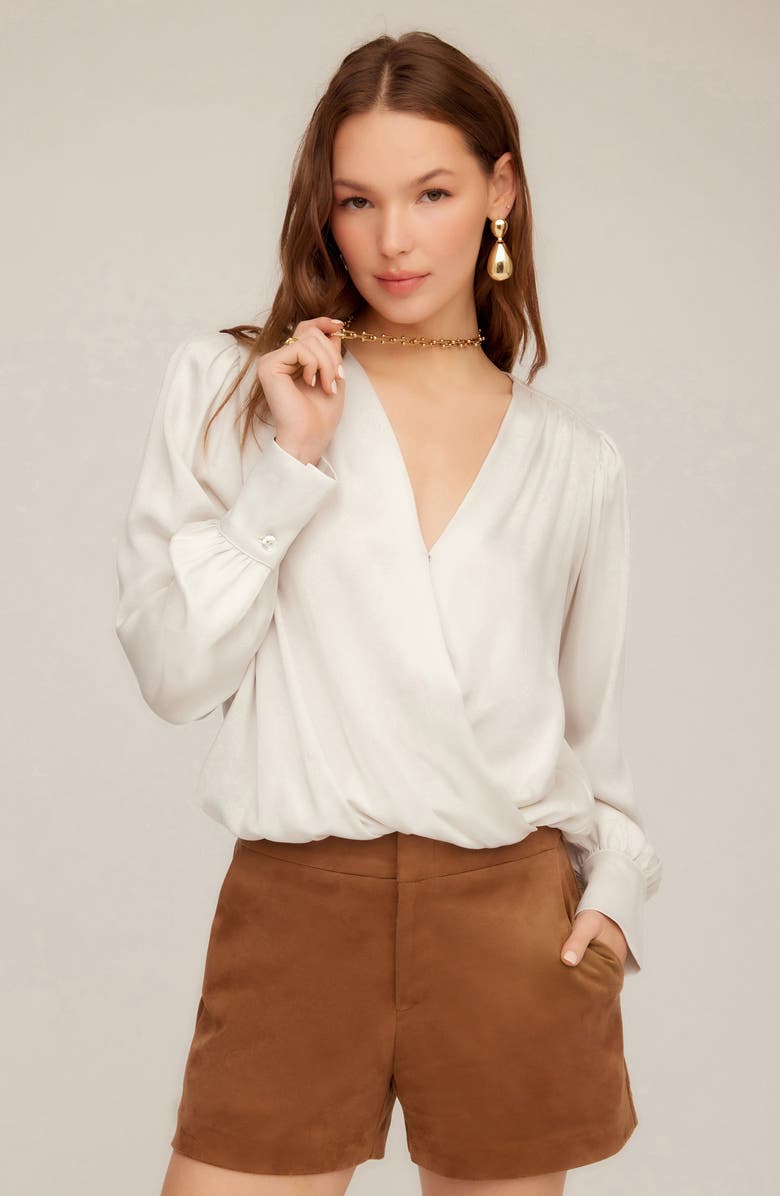 FIFTEEN TWENTY Ines Drape Front Top, Alternate, color, Off White