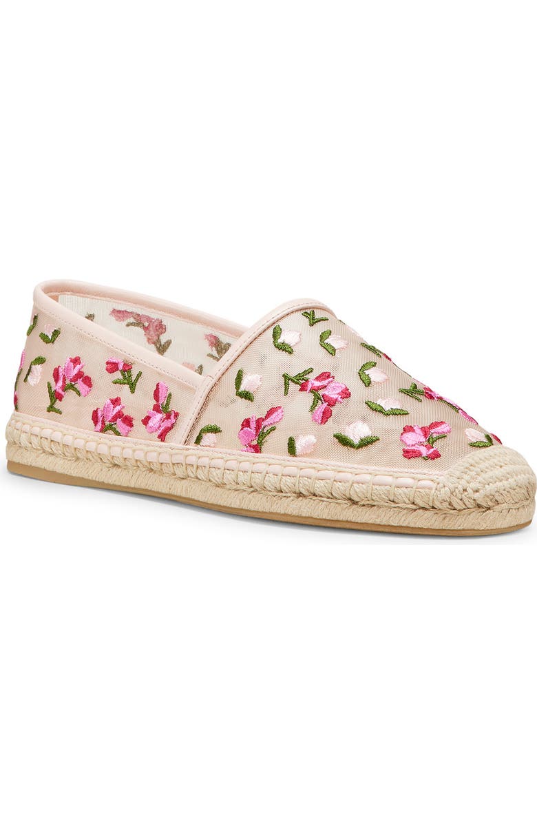 Stuart Weitzman Bareitall Floral Embroidery Espadrille Flat, Main, color, Rosewater Multi/ Rosewater