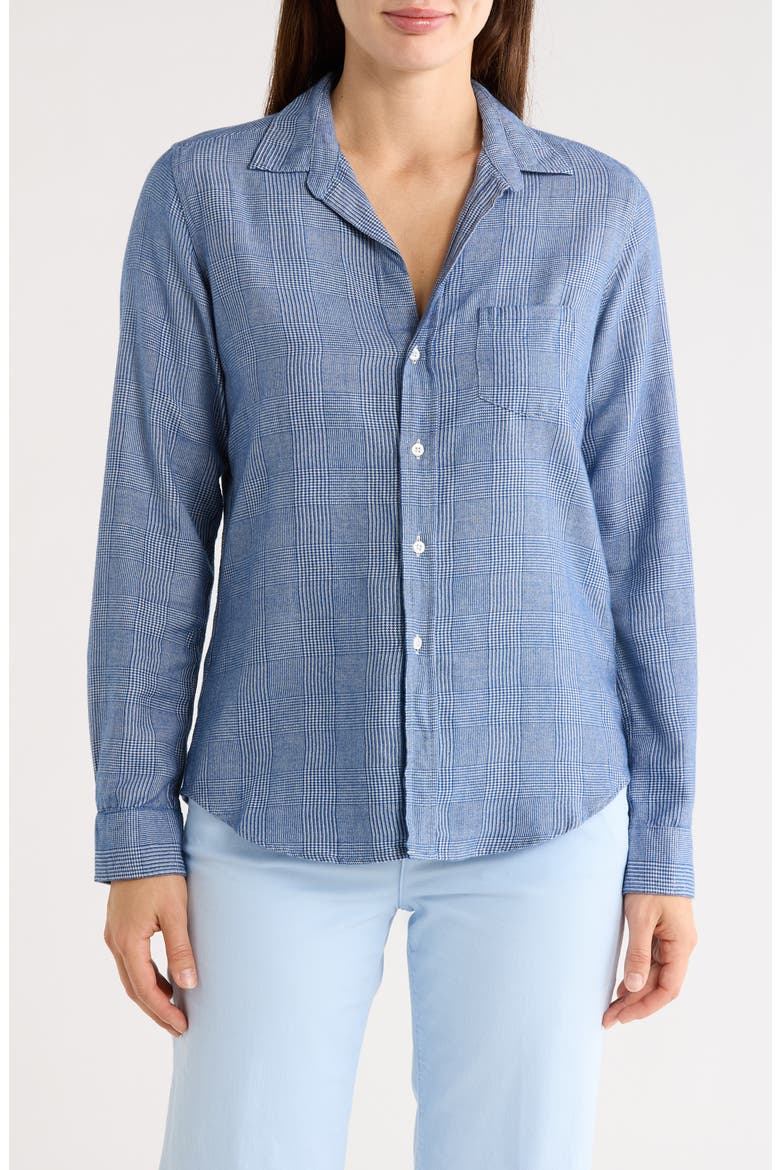 Barry Tailored Fit Glen Plaid Button-Up Shirt, Main, color, BLUE GREY PLAID