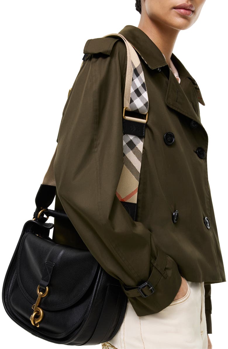 Burberry Small B Clip Messenger Bag, Alternate, color, Black