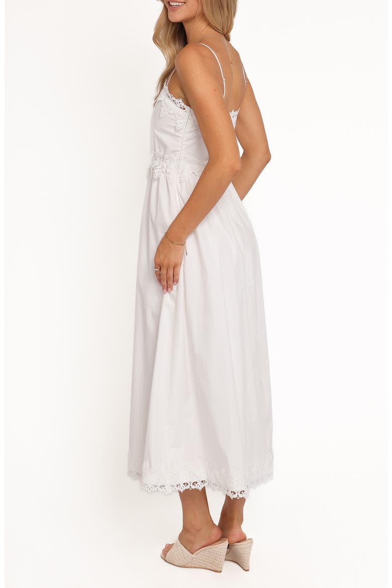 Kiana Lace Trim Cotton Midi Dress, Alternate, color, WHITE