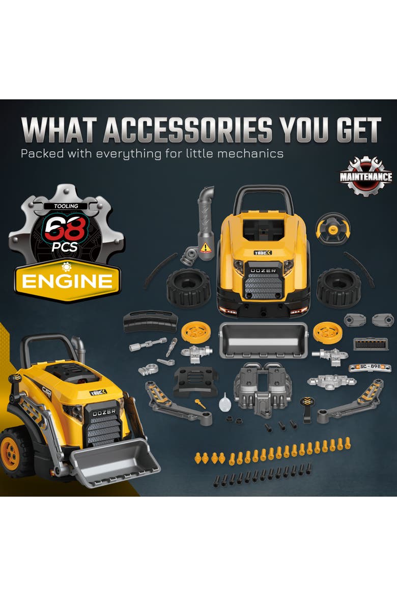 Large Truck Engine Toy, Kids Mechanic Repair Set with Spray, Lights, Sounds and Removable Parts, Educational Gifts for 3-6 Years Boys Girls, Alternate, color, Yellow