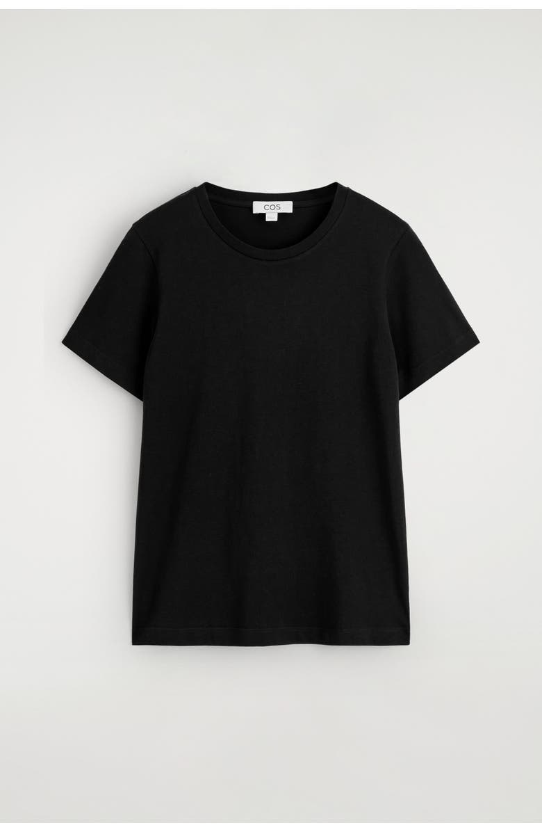 COS Cotton-Modal Crew-Neck T-Shirt, Alternate, color, Black