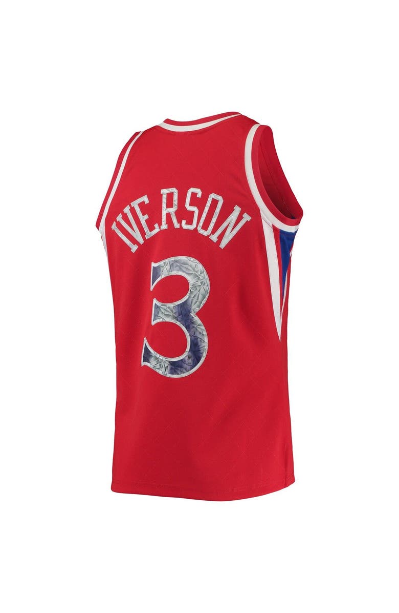 Mitchell & Ness Men's Mitchell & Ness Allen Iverson Red Philadelphia 76ers 1996/97 Hardwood Classics NBA 75th Anniversary Diamond Swingman Jersey, Alternate, color, Red
